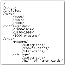 The directory structure for our small website on baseball cards