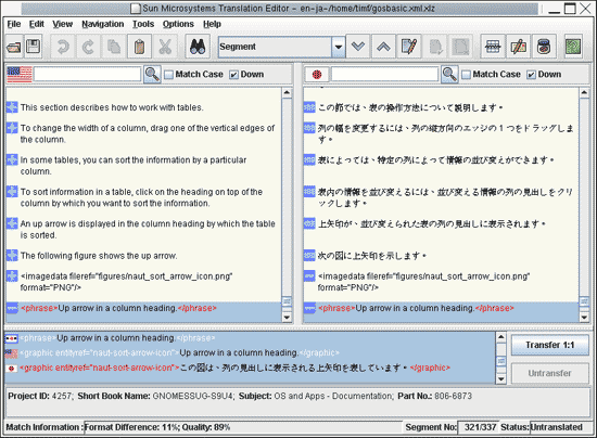 Figure 1 - The Sun Microsystems Translation Editor