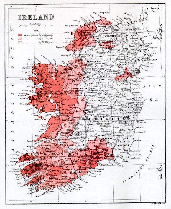 The distribution of the Irish language in 1871