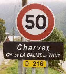 Road sign for Charvex