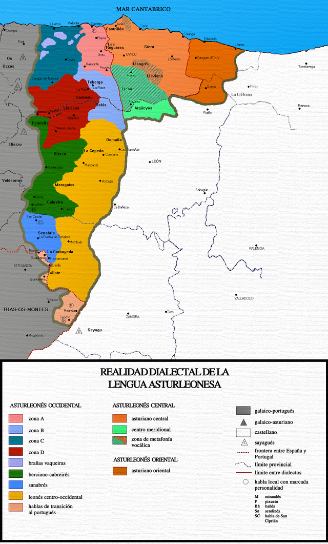 Dialects of Asturian-Leonese.