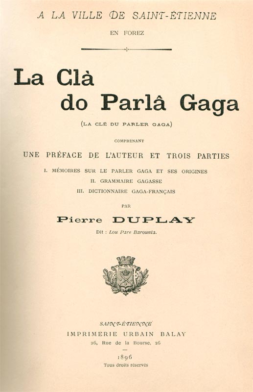 Title page of a Franco-Provençal dictionary