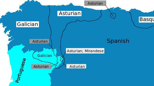 Asturian areas in North West of Iberian Peninsule