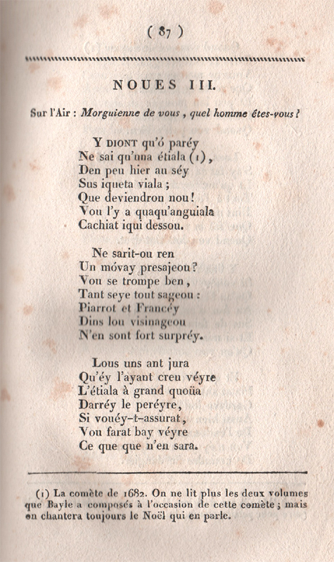 Text of a carol about the appearance of a comet in 1682 by Jean Chapelon