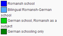 Languages of instruction in the traditionally Romansh-speaking areas of Grisons as of 2003