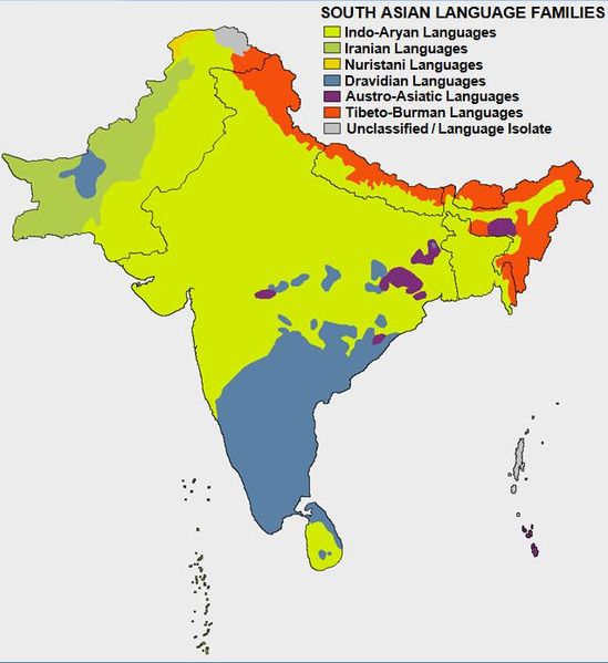 Language families in the Indian subcontinent.