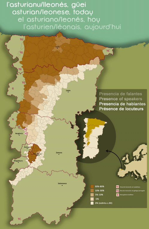 The linguistic area of Asturian