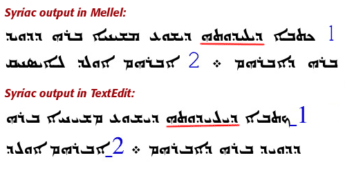 Arabic text in Mellel and TextEdit