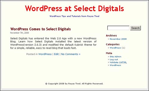 WordPress at Select Digitals