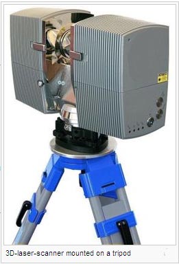 3D-laser-scanner mounted on a tripod