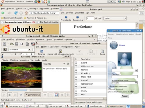 Screenshot of software programs localised to Italian