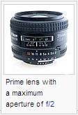 Prime lens with a maximum aperture of f/2