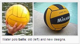 Water polo balls: old (left) and new designs