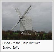 Open Trestle Post Mill with Spring Sails