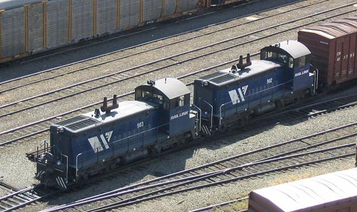 A pair of EMD SW900 switchers