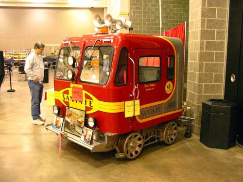 A privately-owned speeder on display at the Mad City Model Railroad Show and Sale in Madison, Wisconsin, February 2004