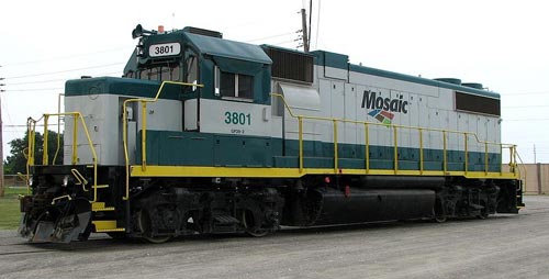 An EMD GP38-2, "General Purpose" (GP) locomotives are often called a "Geep"