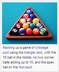 Racking up a game of cribbage pool using the triangle rack