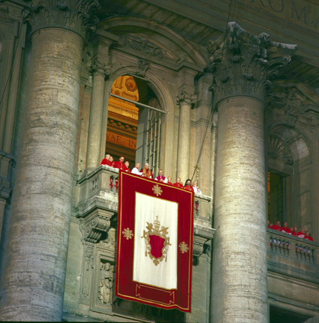 The newly elected Pope John Paul II stands on the balcony