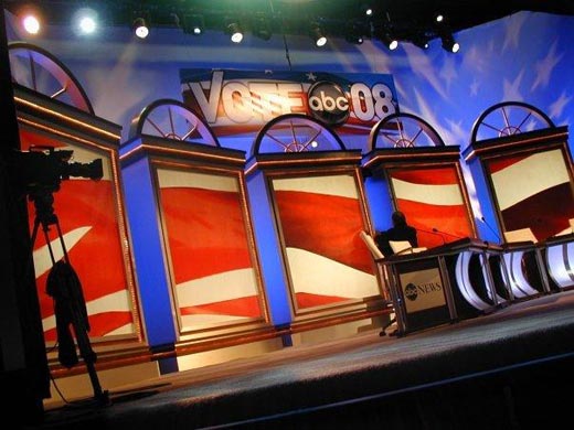 The stage at the Facebook – Saint Anselm College debates in 2008.