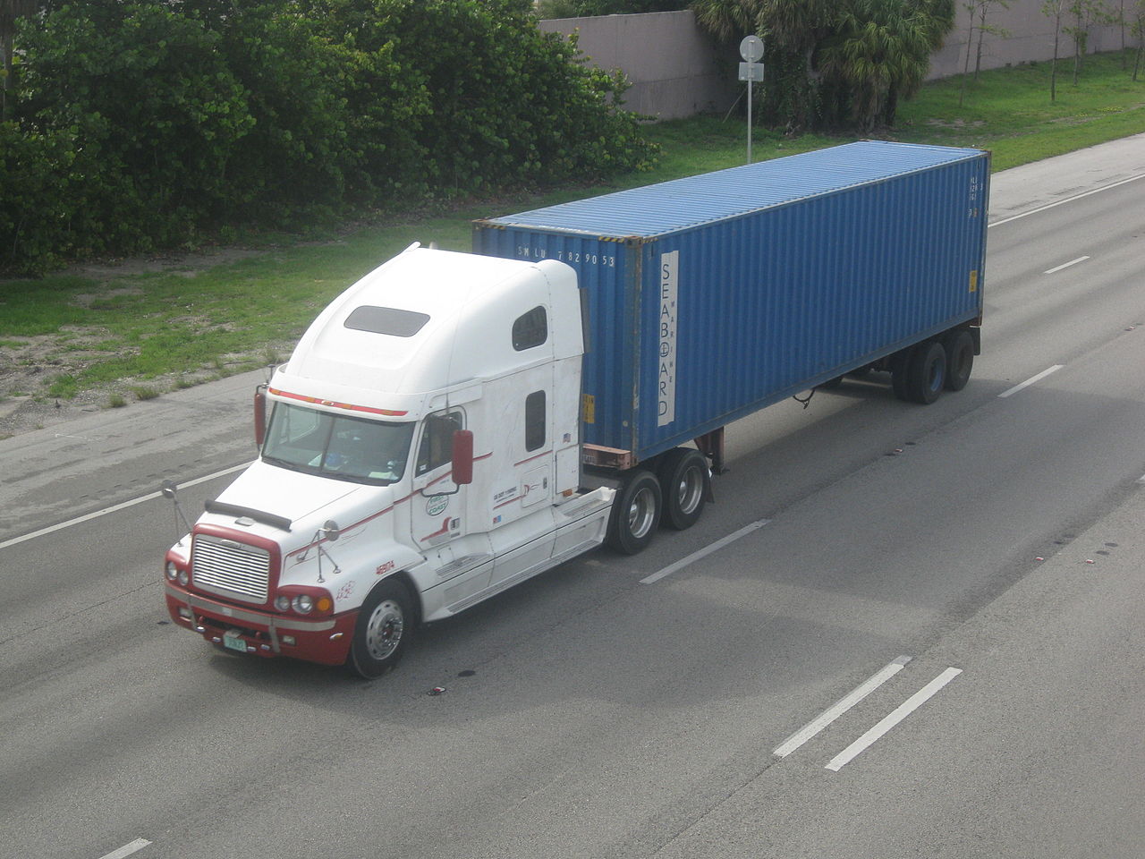 An intermodal container trailer