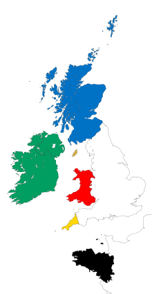 Celtic nations, with Brittany coloured in black at the bottom