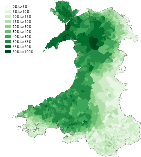 The proportion of respondents in the 2011 census who said they could speak Welsh