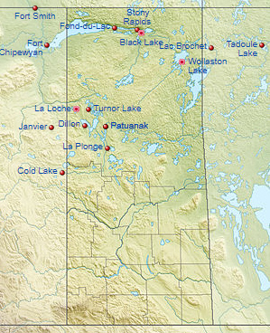 Chipewyan language is located in Saskatchewan