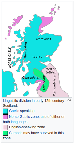 Linguistic division in early 12th century Scotland