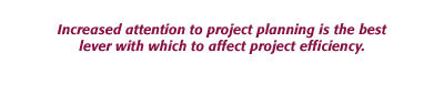 Increased attention to project planning is the best lever with which to affect project efficiency