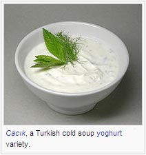 Cacık, a Turkish cold soup yoghurt variety