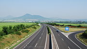 EU funds finance infrastructure such as the motorway Prague-Berlin. (Lovosice, Czech Republic)
