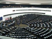 The hemicycle of the Parliament's Louise Weiss building in Strasbourg