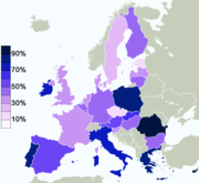 Percentage of Europeans in each Member State who believe in some deity