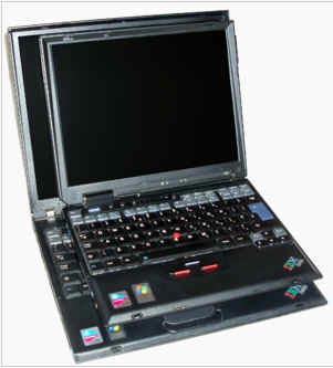 An ultraportable IBM X31 with 12" screen on an IBM T43 Thin & Light laptop with a 14" screen
