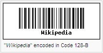 "Wikipedia" encoded in Code 128-B