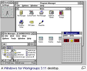 A Windows for Workgroups 3.11 desktop