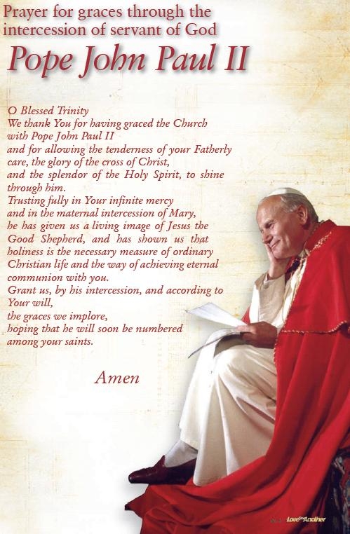 Prayer for graces through the intercession of servant of God Pope John Paul II